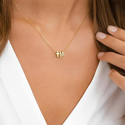 Heart/Butterfly/Cross Initial Heart Necklace,Gold Tone Stainless Steel Letter Necklace Personalized Monogram Name Jewelry Birthday Gifts for Women