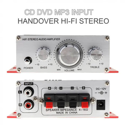 2CH Hi-Fi Car Stereo Amplifier Support CD / DVD / MP3 Input with Remote Control for Car Motorcycle Home
