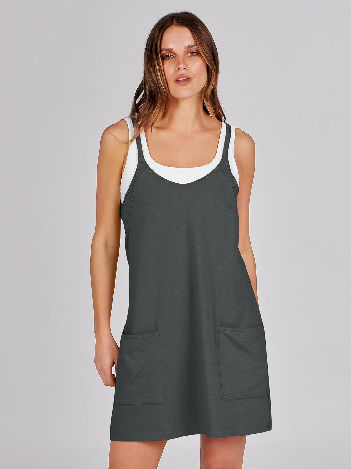 Women Summer Mini Romper Dress Workout Tennis Active Sports Athletic Outfits Built in Shorts Trendy Vacation