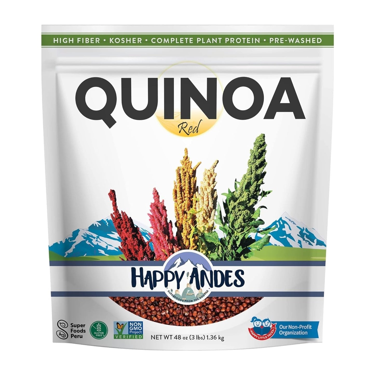 Red Quinoa, Non-Gmo & Gluten, Whole Grain Rice Substitute, Ready to Cook Food for Oats & Seeds Recipes, Healthy Meal with Vitamins & Protein, Best Value, 3 Lb