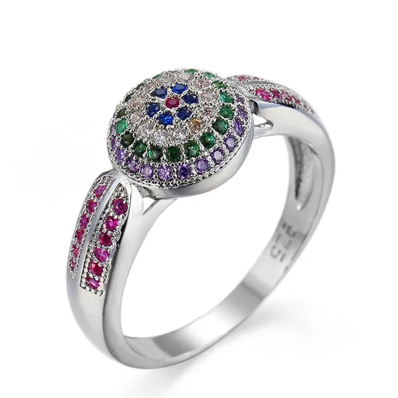 Fashion Woman Jewelry 925 Sterling Silver Gemstone Emerald  Ruby Sapphire Purple Wedding Ring Size 6 7 8 9 10
