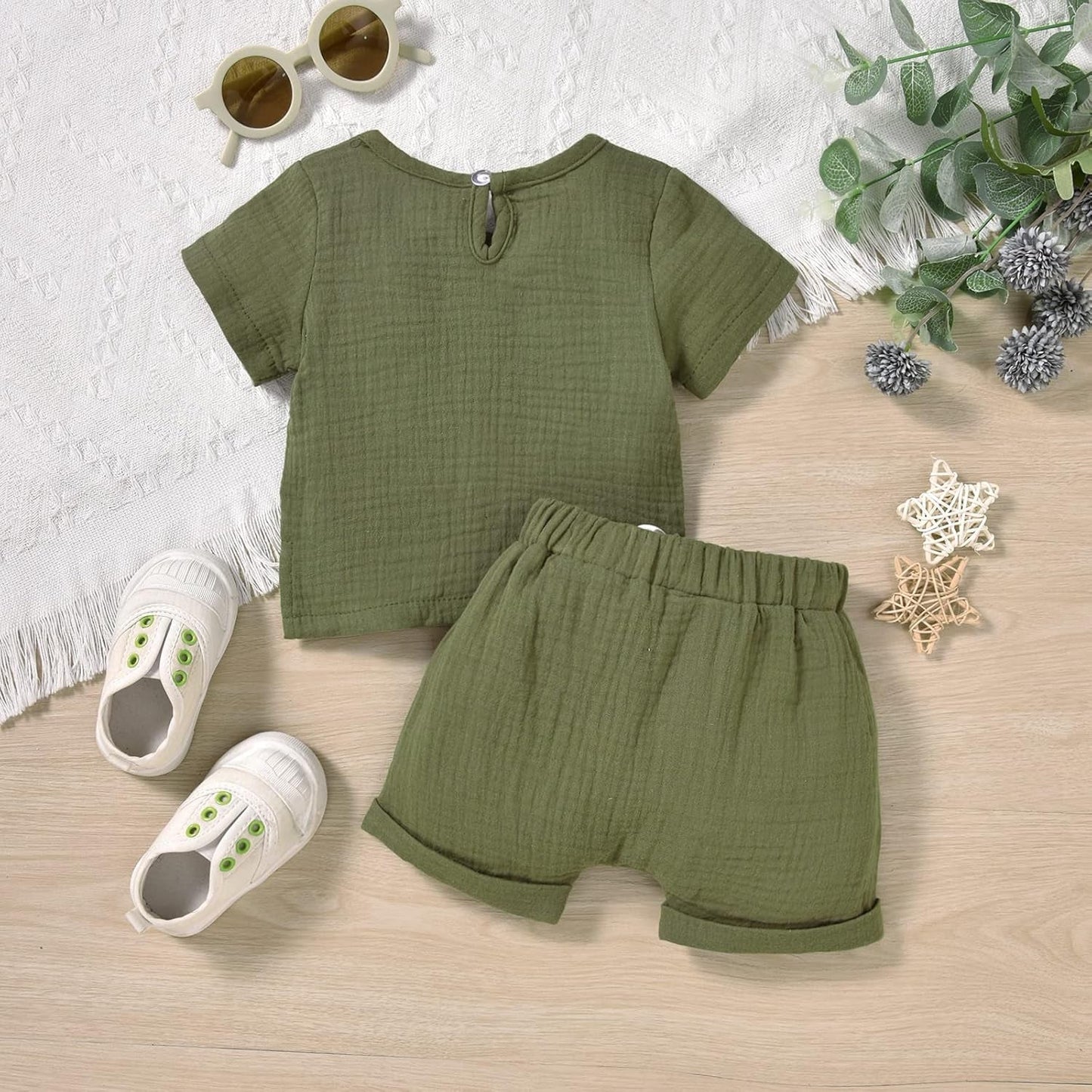 Gender Neutral Baby Linen Summer Outfit