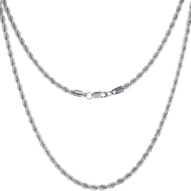 Diamond Cut 925 Sterling Silver Chain Rope Chain Italian Silver Necklace Chain for Women Men Super Shiny Durable 2MM-4MM