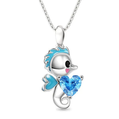 Creative Cartoon Axolotl Animal Heart Shape Diamond Crystal Pendant Necklace Exquisite Women's 925 Silver Necklace Princess Pendant Panda Snowman Necklace Engagement Wedding Accessories Party Jewelry Birthday Gift
