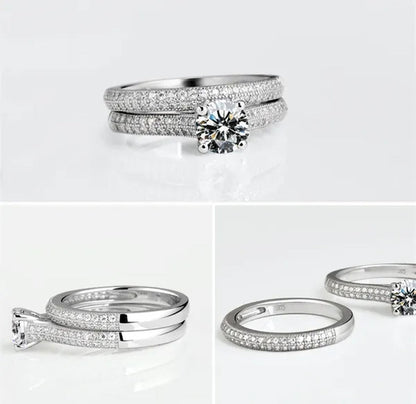 925 Sterling Silver round Cut AAA CZ Engagement Wedding Ring Set for Women Girl Size 4 5 6 7 8 9