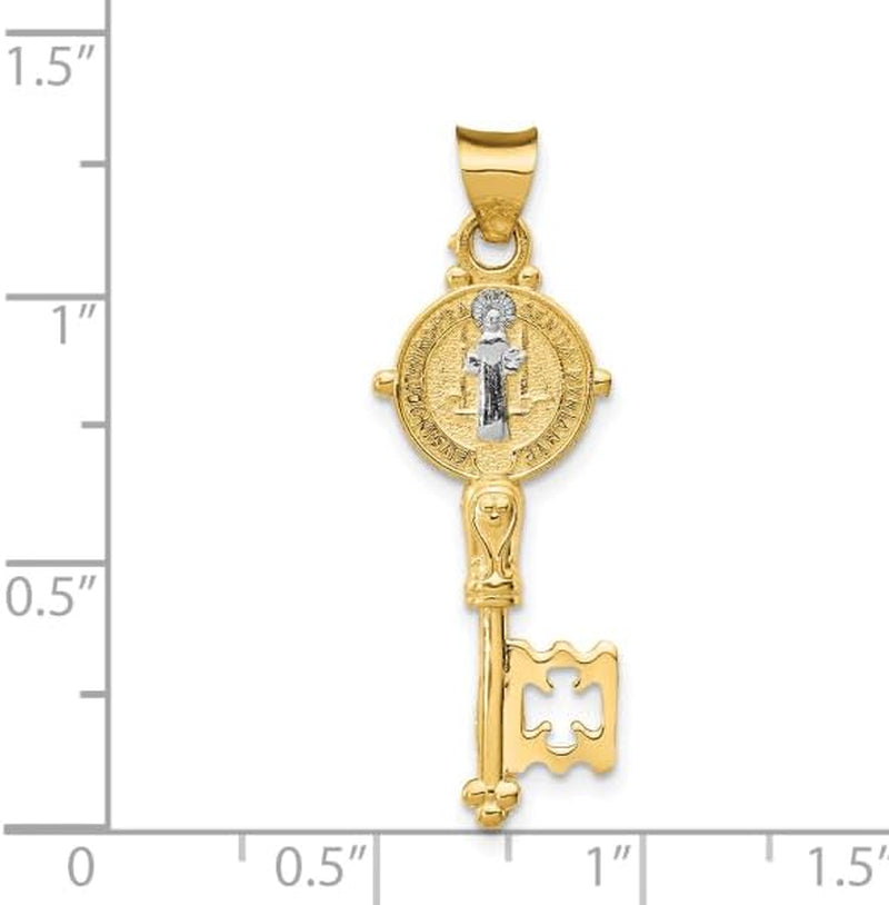 14K Solid Yellow Gold Holy Cross Key Necklace Religious Chain Pendant Jesus Christ Charm