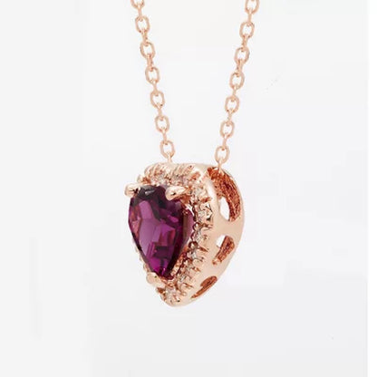 Rhodolite Garnet and 0.085 CT. T.W. Diamond Pendant in 14K Rose Gold