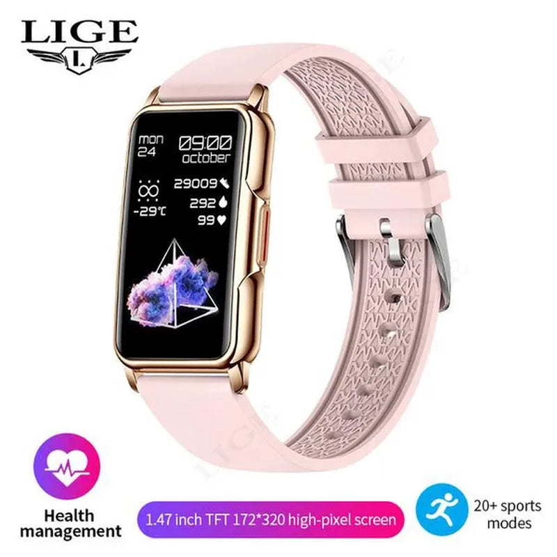 LIGE 2023 Newest 1.47-inch Full Touch Sports Smart Bracelet Watch for Men and Women Fitness Tracker Health Monitors IP67 Waterproof Smart Wristbands Montre Connecter