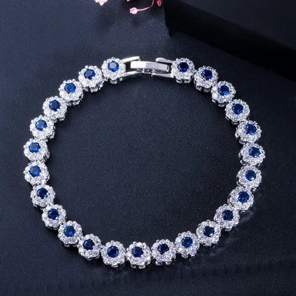 CANDICE 2023 New Sterling Silver Party Jewelry with Green Crystal Stone and CZ Zirconia Women Flower Charm Bracelets Bangles