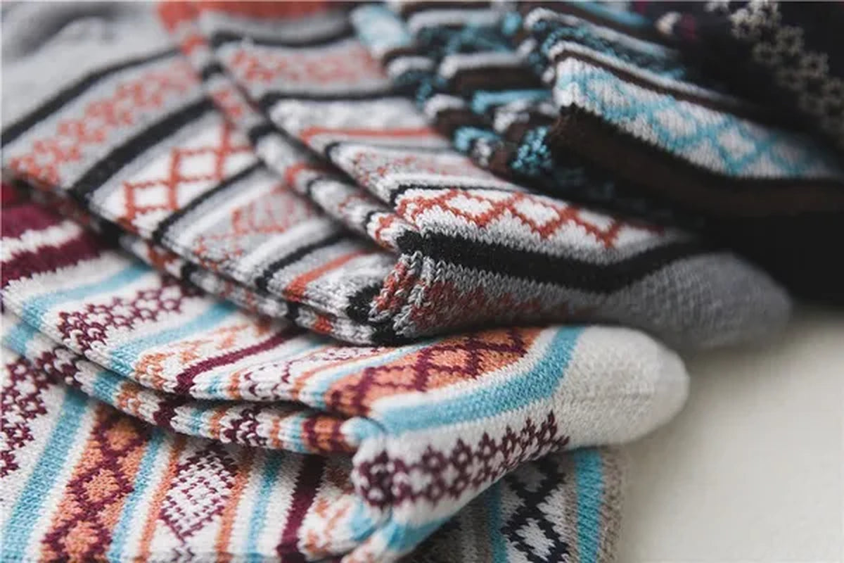 5Pairs Winter Knitting Cashmere Warm Cotton Soft Thicken Women Men Socks  Assorted Patterns Wool Sock For Men and Women