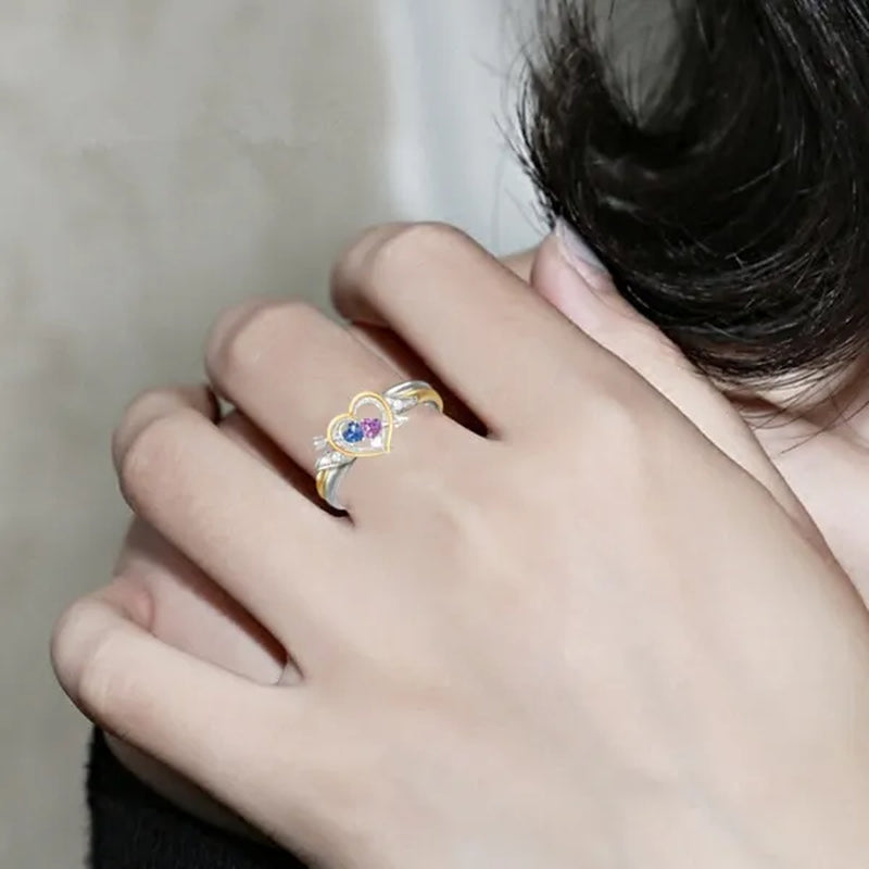 Delicate Perfect Woman Fashion Diamond Jewelry Exquisite 18K Gold Natural White Diamond Red Rose Ring an Arrow Double Heart 925 Sterling Silver Ring Birthstone Princess Proposal Engagement Ring Anniversary Party Romantic Engagement Wedding Band Rings for