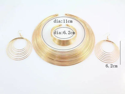 Fashion Necklace Earrings Bangle African Costume Gold/S Plated Jewelry Sets