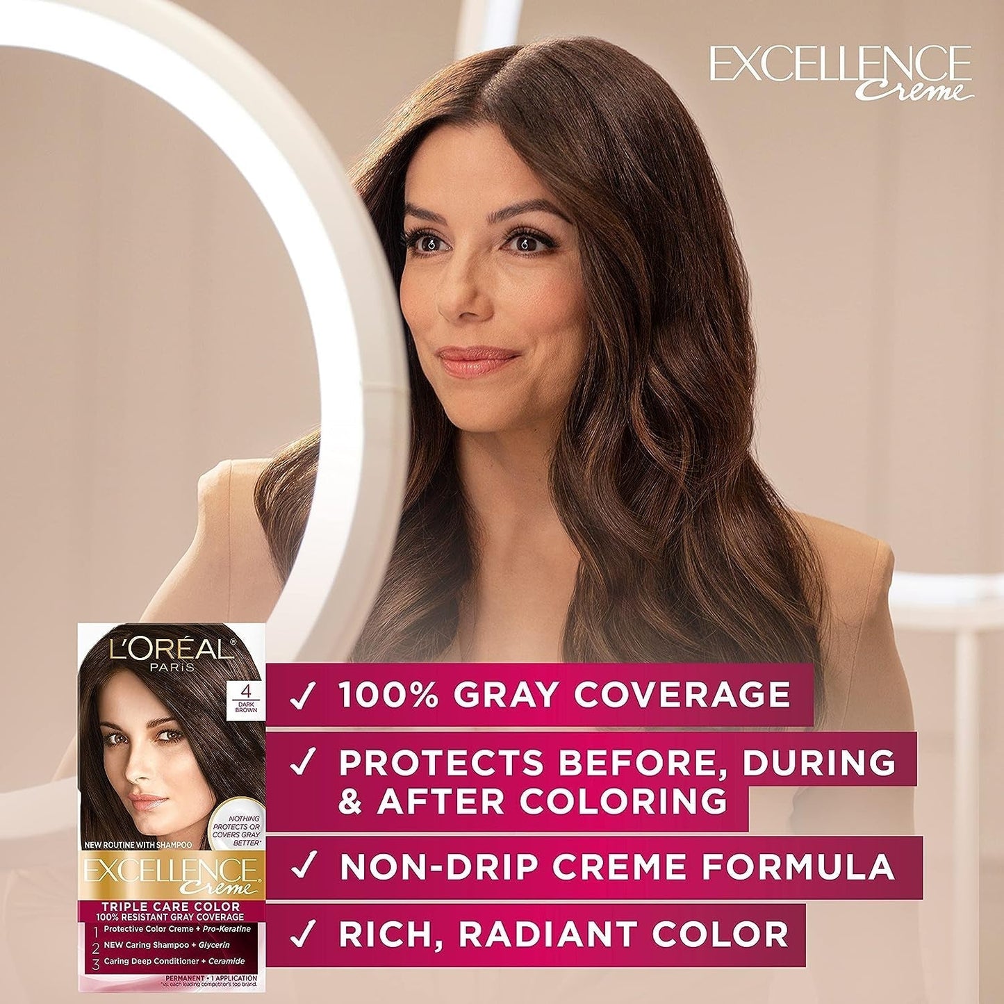 Excellence Creme Permanent Hair Color, 6A Light Ash Brown, 100 Percent Gray Coverage Hair Dye, Pack of 2