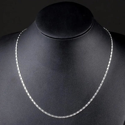 New Fashion Luxury Exquisite Men and Women Fashion Solid  Chain Necklace 2mm Wide and Thin Necklace Bridal Wedding Engagement High Jewelry Size: 16-30 Inches