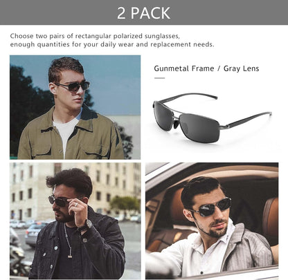 Ultra Lightweight Rectangular Polarized Sunglasses UV400 Protection