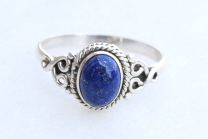 Lapis Lazuli Stone Ring 925 Sterling Silver Statement Ring for Women Handmade Rings Gemstone Christmas Promise Ring Size US 9 Gift for Her