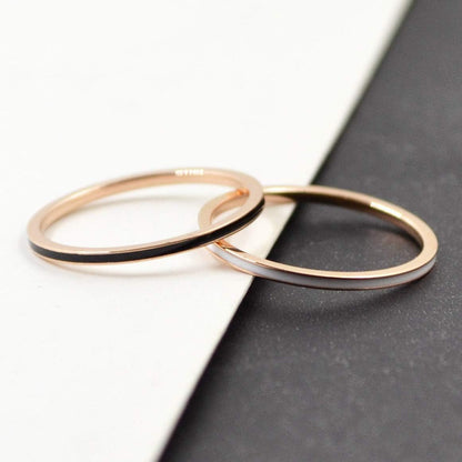 Women'S Stainless Steel 1MM Thin Midi Stacking Ring Enamel Plain Rose Gold Wedding Band Size 3 to 10