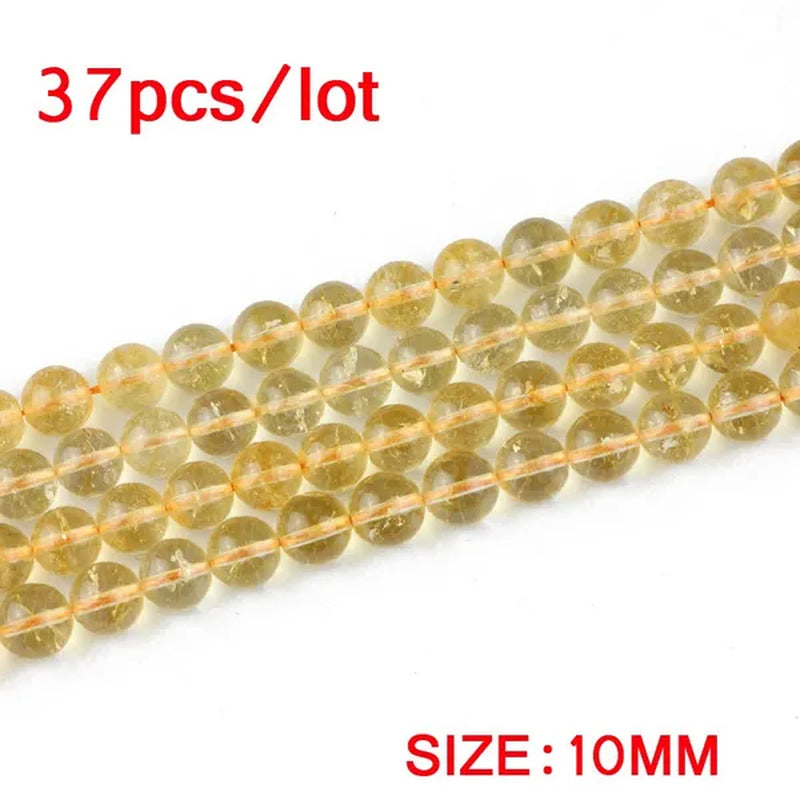 Citrine Beads Natural Crystal Stone Top Quality Yellow Creastly Round Loose Beads Ball 4/6/8/10/12MM Jewelry Bracelet Making DIY