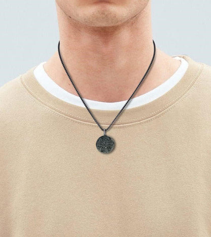 Tree of Life Necklace Black Obsidian Necklace, Stainless Steel Necklace/Nylon Cord - WORLD TIME VISITS