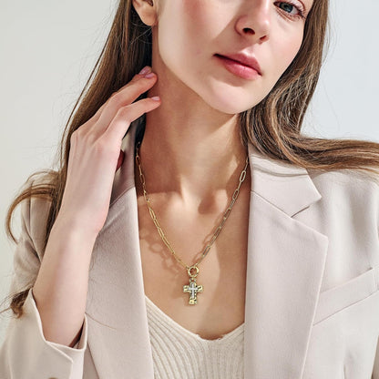 Unisex Silver Gold Cross Necklace,Sterling Silver Cross Necklace for Women,Mens Gold Silver Pendant Necklace,Gifts for Boyfriends or Girlfriends for Valentine'S Day,Birthdays,Christmas,Easter
