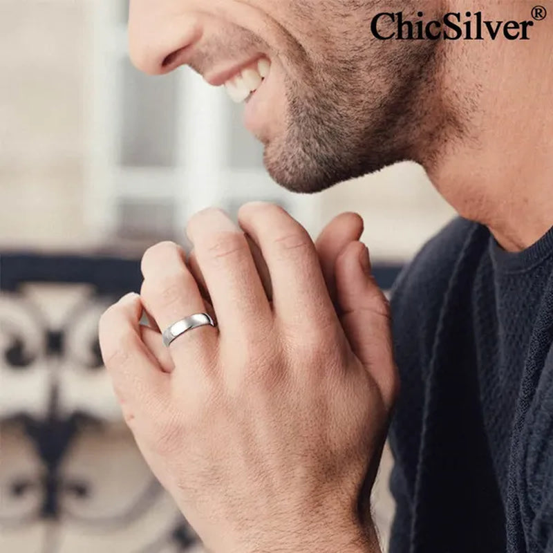 ChicSilver 5mm 925 Sterling Silver Ring Classic Eternity Wedding Band Comfort Fit for Men Women High Polished