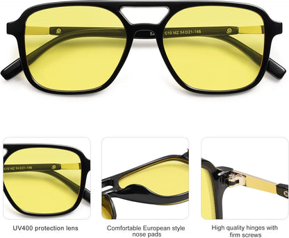 Retro Aviator Sunglasses for Women Men,Trendy Rectangle Womens Mens Shades Sun Glasses SJ2202