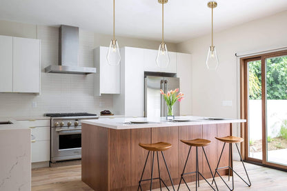 Brass Pendant Lights Ktichen Island, Modern Farmhouse Dining Room Light Fixtures over Table Brushed Brass Glass Kitchen Hanging Lights for Bedroom,Bar,Sink XB-P1228-BS