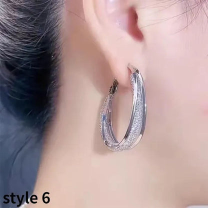 Gold Hoop Earrings for Women 14K Gold Plated Earrings Silver Cubic Zirconia Statement Hoop Earrings