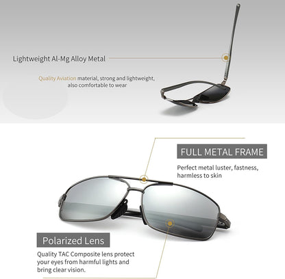 Ultra Lightweight Rectangular Polarized Sunglasses UV400 Protection