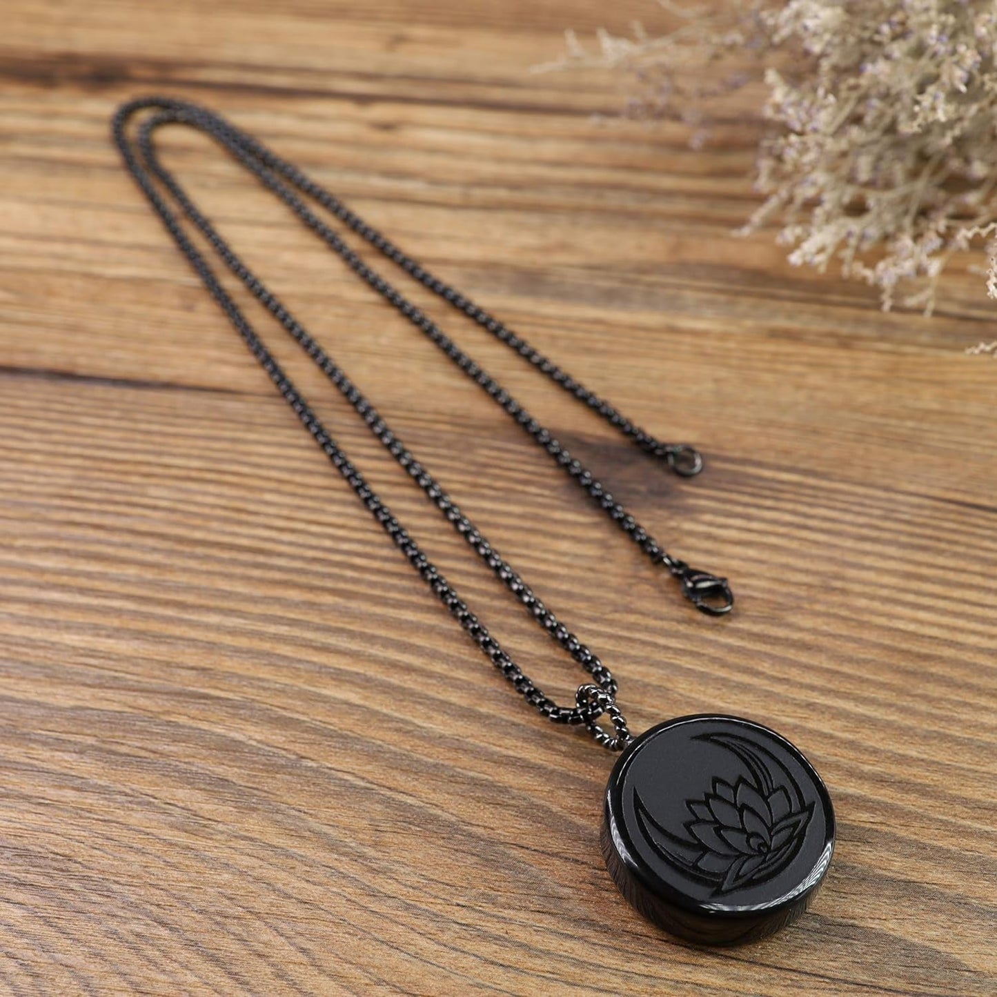 Religious Jewelry Obsidian Stone Necklace