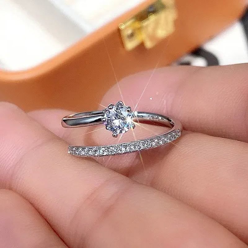 Fashion Moissanite Jewelry Exquisite 925 Sterling Silver White Sapphire Ring Eternal Diamond Wedding Band Proposal Engagement Anniversary Party Gift Promise Rings