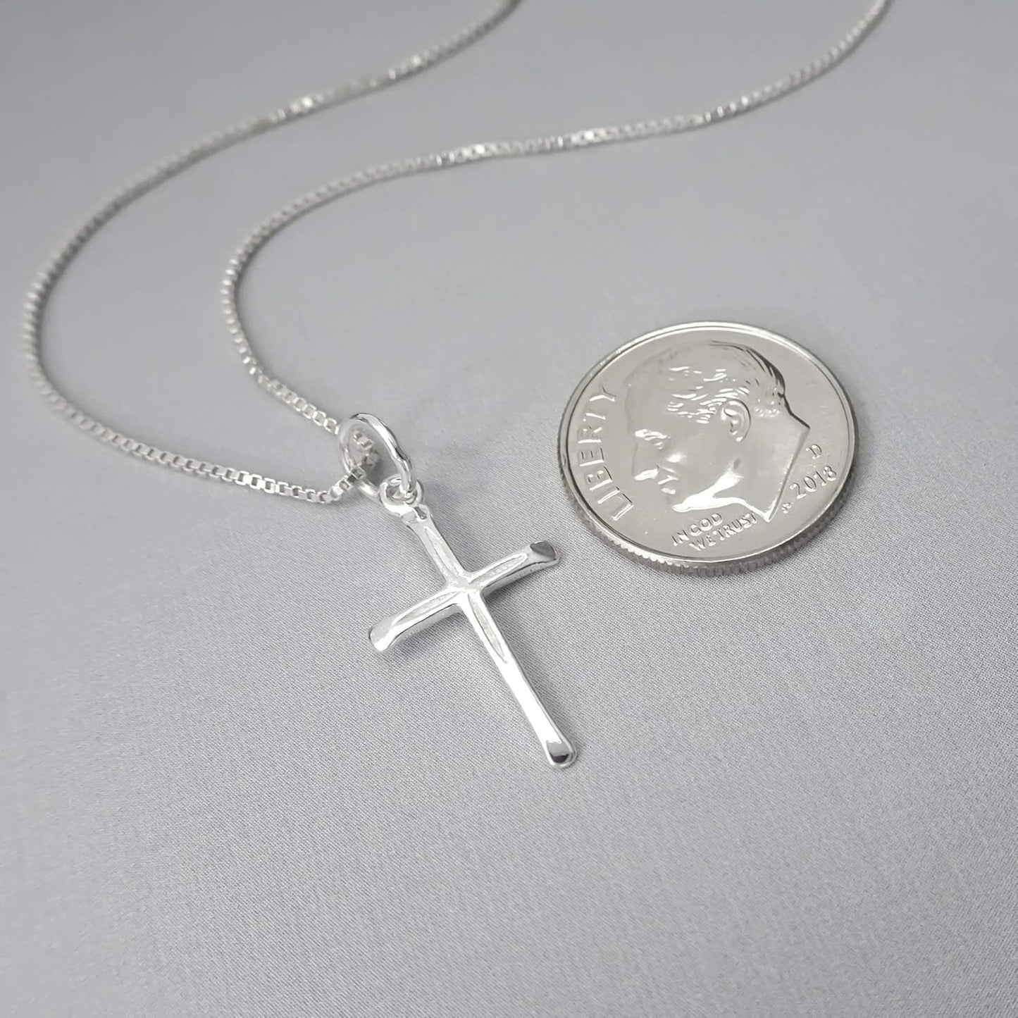 Delicate and Dainty Tiny Sterling Silver Cross Necklace for Women, Gift Necklace for Teens, Godmother Gift, Goddaughter Gift Necklace, 18 Inches