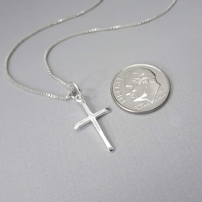 Delicate and Dainty Tiny Sterling Silver Cross Necklace for Women, Gift Necklace for Teens, Godmother Gift, Goddaughter Gift Necklace, 18 Inches