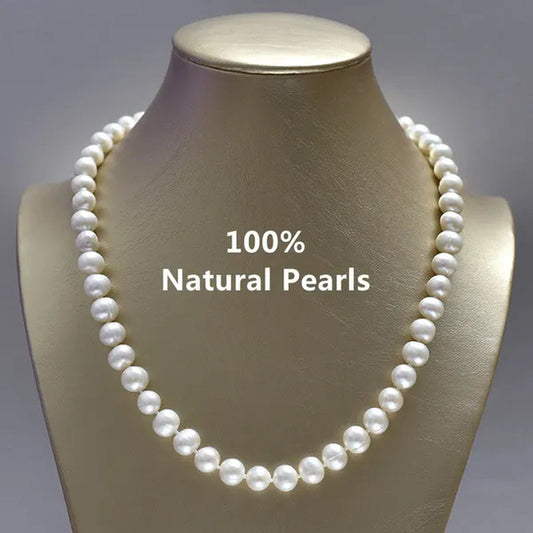 Genuine 8-9MM Nearly Round Natural Freshwater Pearl Necklace for Women Birthday Gifts Fine Jewelry - WORLD TIME VISITS