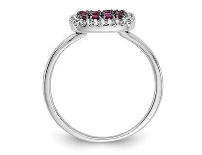2/5 Carat (Ctw) Natural Ruby Cluster Ring in 14K White Gold