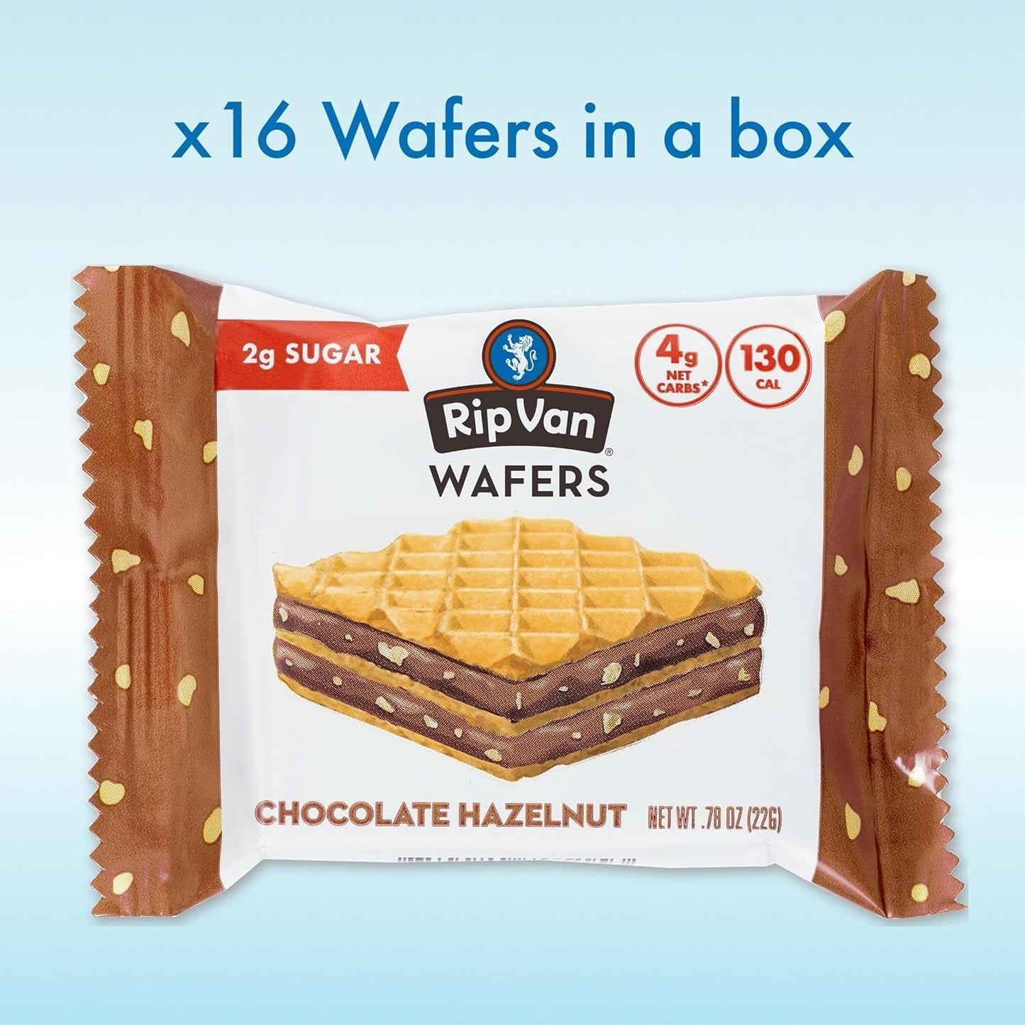 Chocolate Hazelnut Wafer Cookies - Keto - Non-Gmo - Healthy Snacks - Low Carb & Low Sugar (2G) - Low Calorie - Vegan - 16 Count