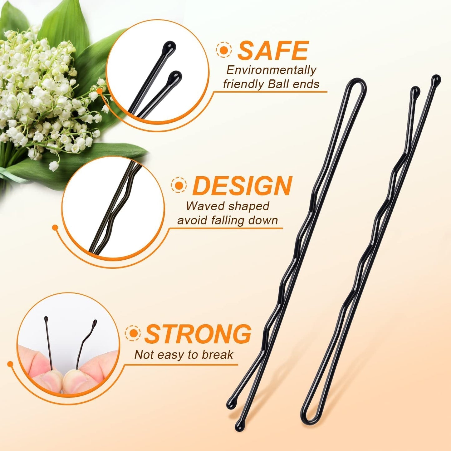 120PCS Jumbo Bobby Hair Pins for Women Girl, Large Black Bobby Pins 2.75Inches with Box