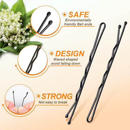 120PCS Jumbo Bobby Hair Pins for Women Girl, Large Black Bobby Pins 2.75Inches with Box