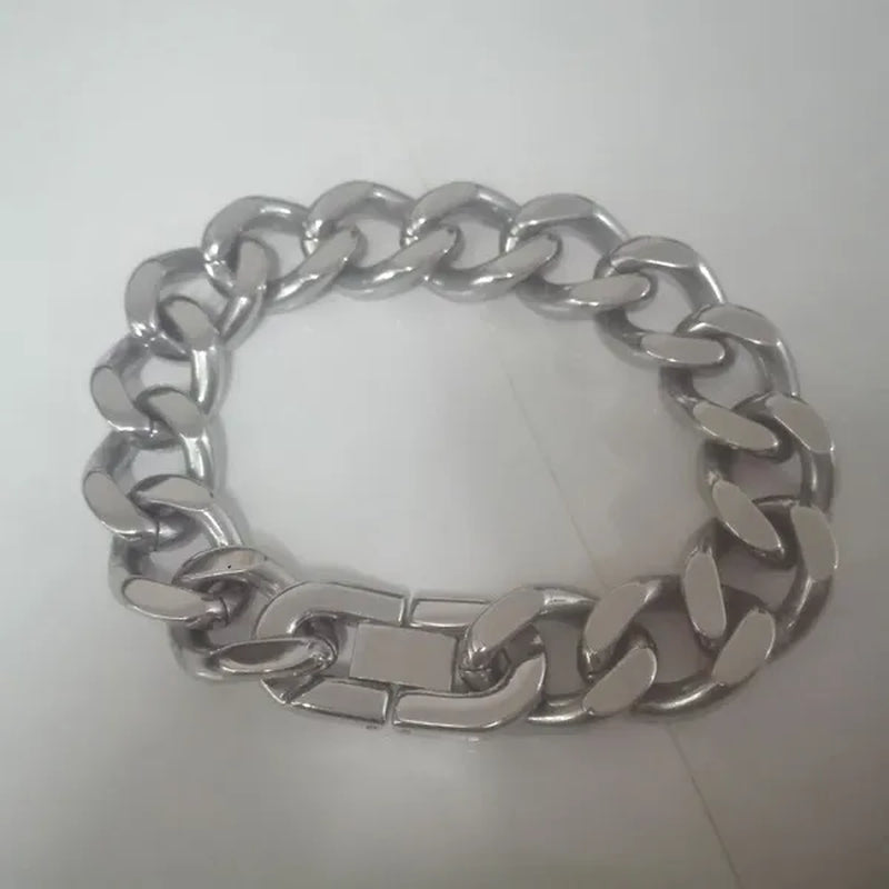 Gold / Black / silver stainless steel curb chain toggle bracelet bangle size : 15mm 21cm jewelry for men women