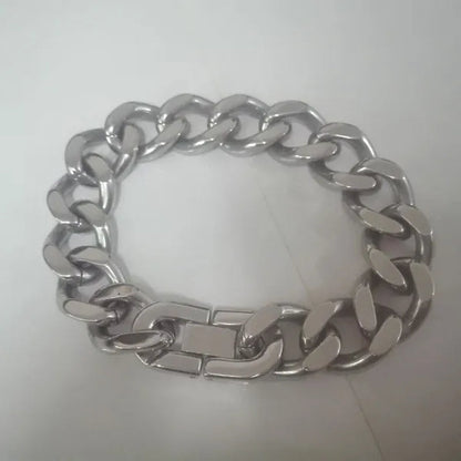 Gold / Black / silver stainless steel curb chain toggle bracelet bangle size : 15mm 21cm jewelry for men women