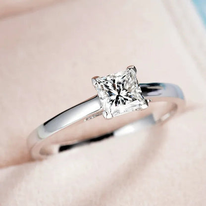 Women Fashion Elegant 925 Sterling Silver Big Cube Diamond Gemstone Rings Wedding Engagement Party Ring Jewelry