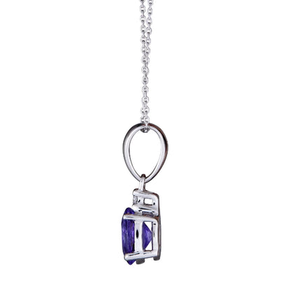 10KT WG Tanzanite and Diamond Accent Pendant Necklace