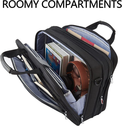 Laptop Briefcase Premium Laptop Case Fits up to 17.3 Inch Business Shoulder Bag Laptop Expandable Water-Repellent Messenger Bag for Men/Women Computer Bag for Travel/Business/Black