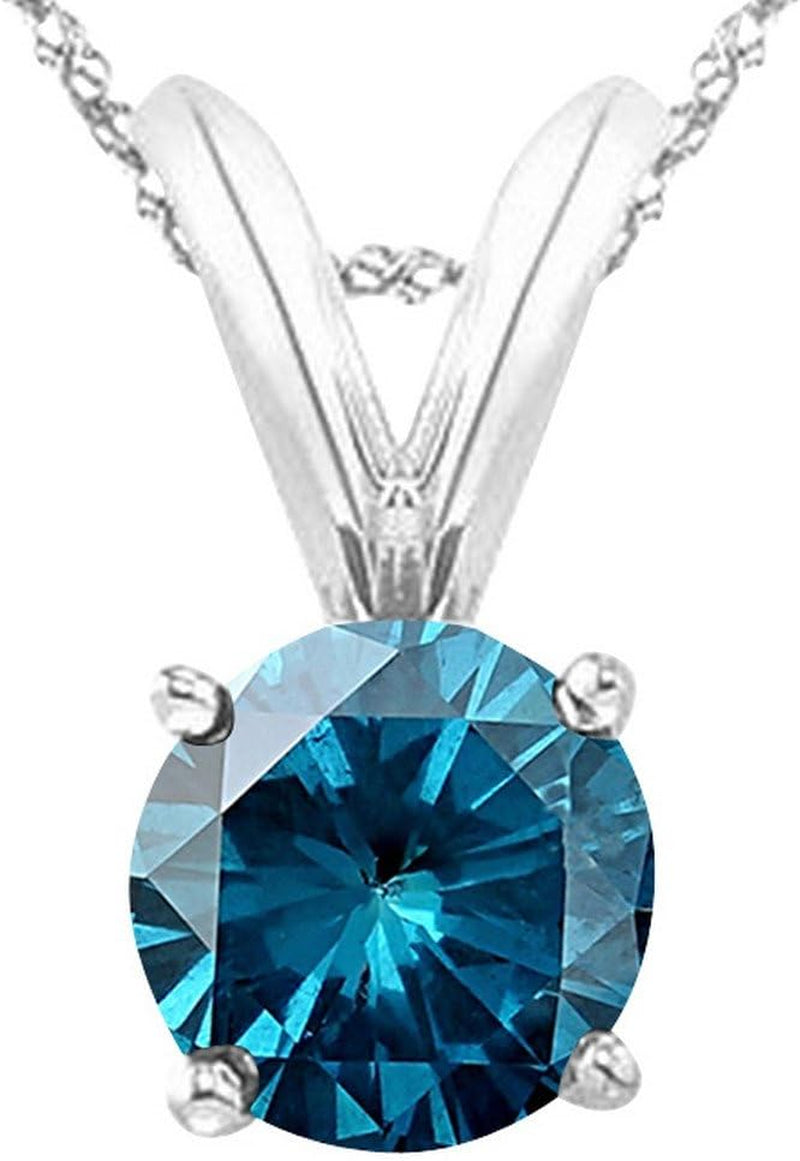 1/2 to 5 Carat round Natural Real Tanzanite/Sapphire/Ruby/Emerald/Black/Brown/Blue Diamond Pendant Necklace AAA Quality