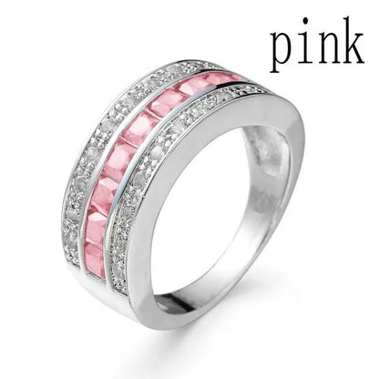 925 Silver Plated Classic Women Mens Jewelry Blue Sapphire CZ Band Gem Ring Sz 7-11 ( Choice Color and Size )