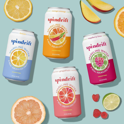 Sparkling Water, 4 Flavor Variety Pack, Made with Real Squeezed Fruit, 12 Fl Oz (Pack of 20)
