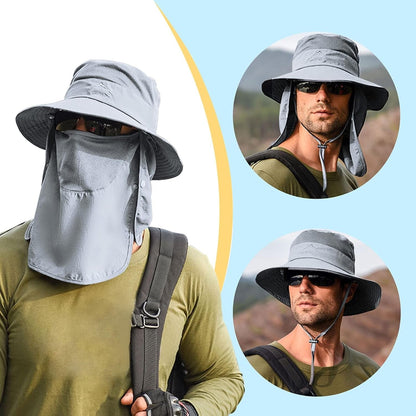 Fishing Hat for Men & Women, Outdoor UV Sun Protection Wide Brim Hat with Face Cover & Neck Flap