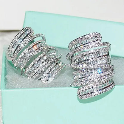 Elegant  Silver White Sapphire Natural stone Birthstone Gemstones Engagement Wedding Anniversary Bride Man Women Ring Size 6 7 8 9 10
