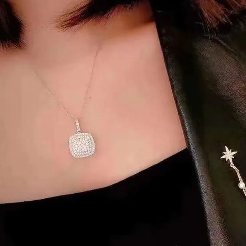 New Fashion Micro Inlay Bright Diamond Necklace for Women Bridal Romantic Wedding Jewelry Daily Casual Accessories