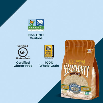Family Farms - California Brown Basmati Rice, Pleasant Aroma, Won'T Clump When Cooked, 100% Whole Grain, High Fiber, Pantry Staple, Gluten-Free, Non-Gmo, Vegan, Kosher (32 Oz, 3-Pack) 3